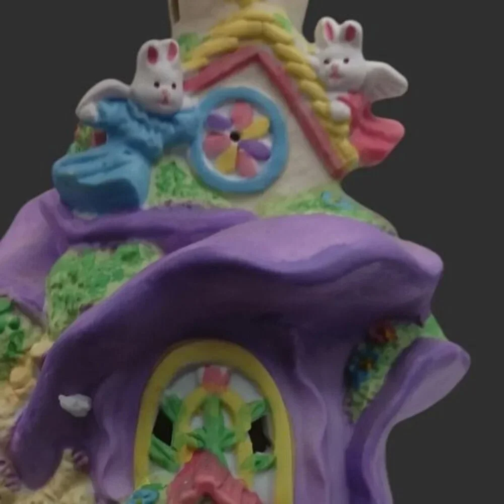 Cottontale cottage lighted porcelain bunny church multicolor
